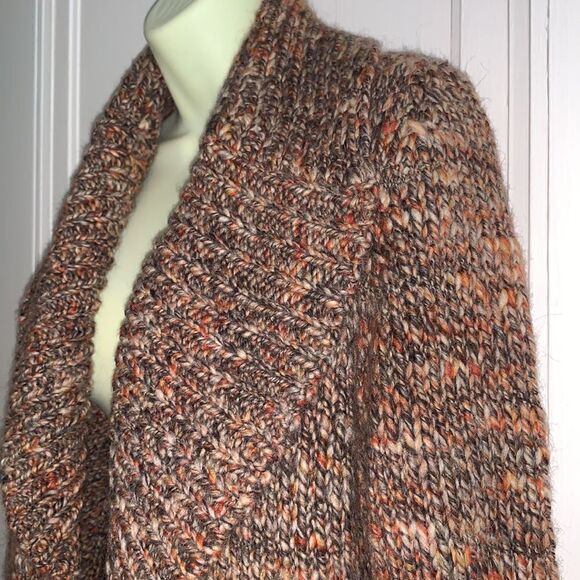 Mottled brown/orange/cream wool open cardigan - Picture 2 of 6